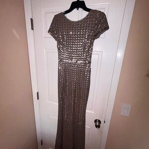 Elegant Sequin Evening Gown - Champagne